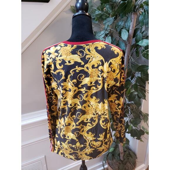 Original Gravity Blouse Top Women's Small Yellow Black Long Sleeve Crew Neck - Picture 3 of 12